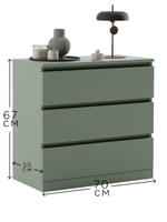 Комод для одежды Марм 70х35х67 см с 3 ящиками без скосов с органайзерами в скандинавском стиле, зеленый самшит