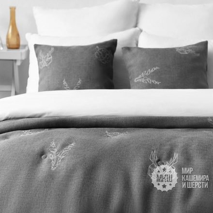 Покрывало с вышивкой для спальни ЛУККА (арт. BL02-292-03) - серое