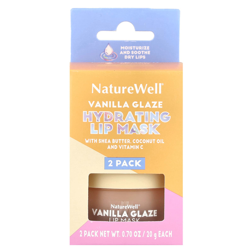 Naturewell, Увлажняющая маска для губ, ванильная глазурь, 2 шт. В упаковке, 20 г (0,70 унции)