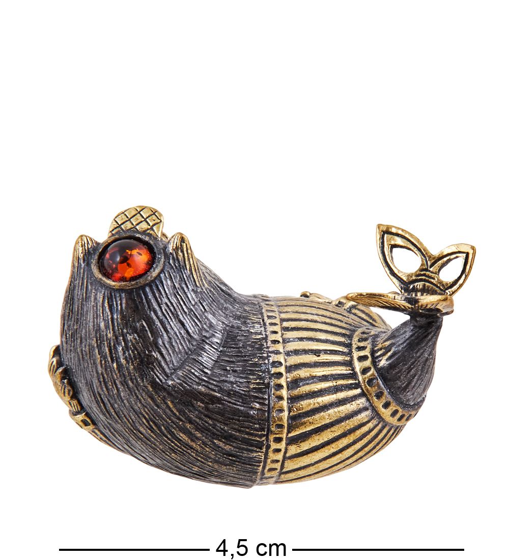 Народные промыслы AM-3670 Фигурка «Кот Таити» (латунь, янтарь)