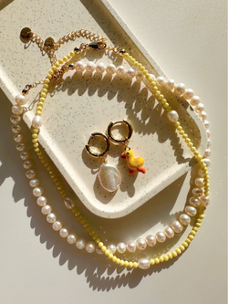 Серьги Уточка Шанель и жемчуг