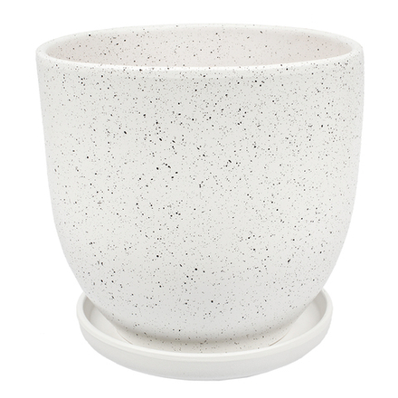 Керамический горшок Терраццо с подставкой, 4,7 л., Д215 Ш215 В200, белый