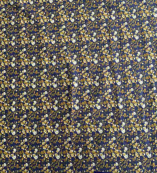 Коттон принт, букетики молочный/беж на синем BST3452