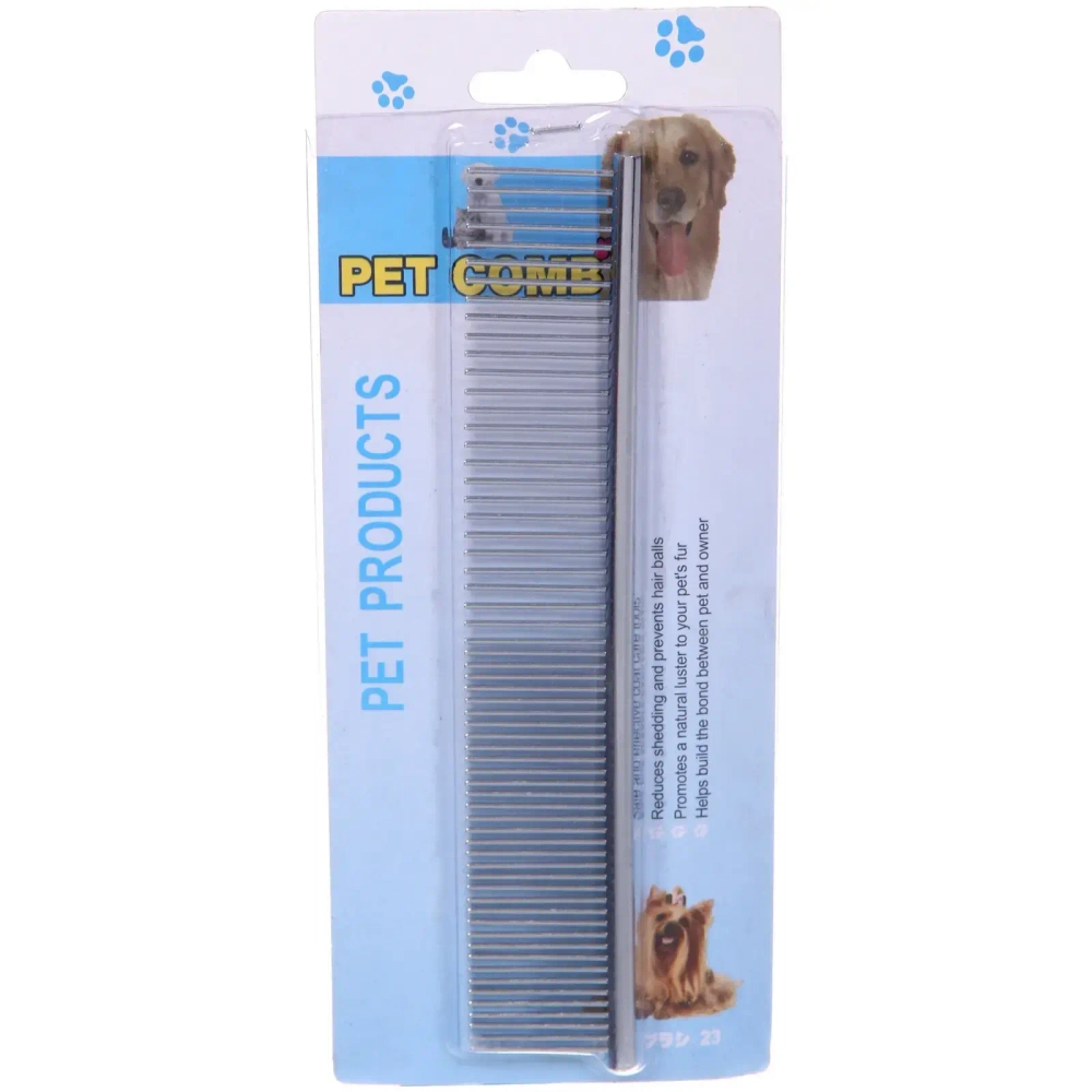 Расческа - пуходёрка комбинированная из нержавеющей стали для животных «ЛАПУСИКИ», цвет хром, 17*3см (блистер)