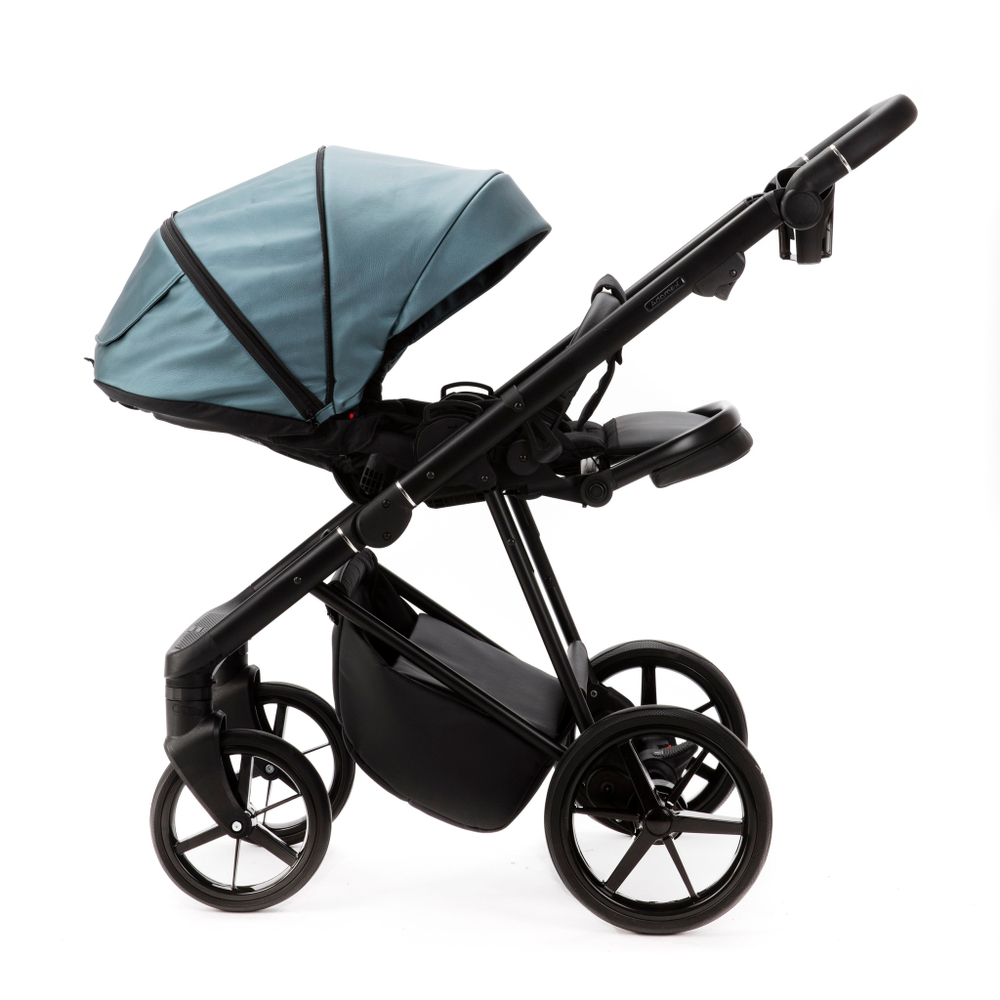 Детская универсальная коляска Adamex Vasco Deluxe V-SM18 2 в 1, Голубой металлик Экокожа