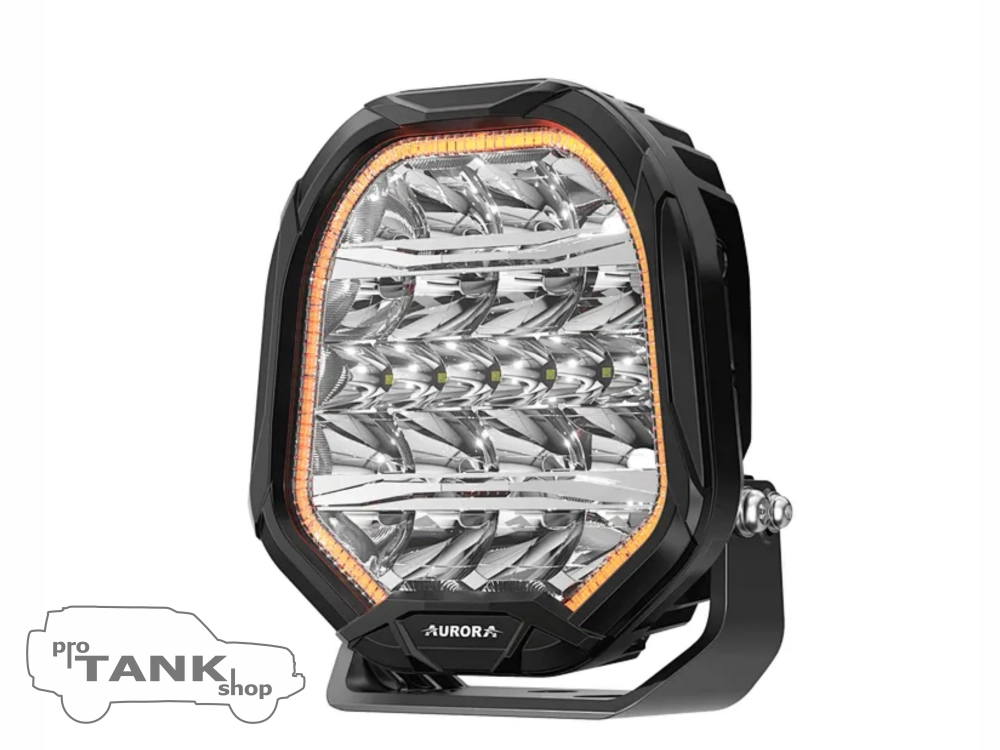 Фара светодиодная AURORA 7″ c подсветкой корпуса (ДХО) Янтарный + Белый 1 шт.