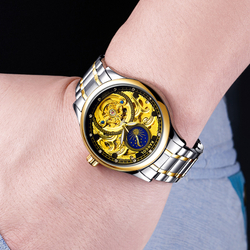 KANGOL Prestige Collection Mechanical Movement Metal Strap Watch Men"s Watches Skeleton Dial KANGOL K116