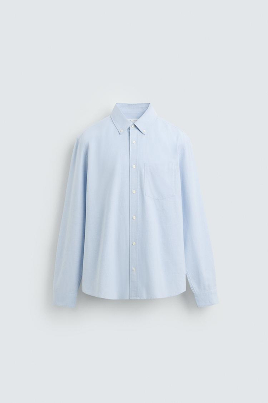 ZARA РУБАШКА ОКСФОРД, НЕБЕСНО-ГОЛУБОЙ