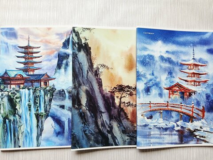 Тетрадь 64 листа А4.  "Япония Вдохновение", общая, клетка. Формат А4 (296*203 мм). Арт.120034. Без полей. Комплект 3 шт.