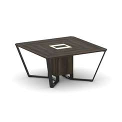 Steel Meet Стол переговорный квадратный KM-PR.B.SP-08 Дуб Мали/Ваниль Глянец/Металл Черный 1600*1600