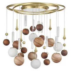 5457/21C MODERN ODL_EX26 051 светлая сатин.латунь/белый/бежевый/коричневый/металл/стекло Люстра потолочная G9 x 20 x 5W + LED 20W 2500K CALLISTO