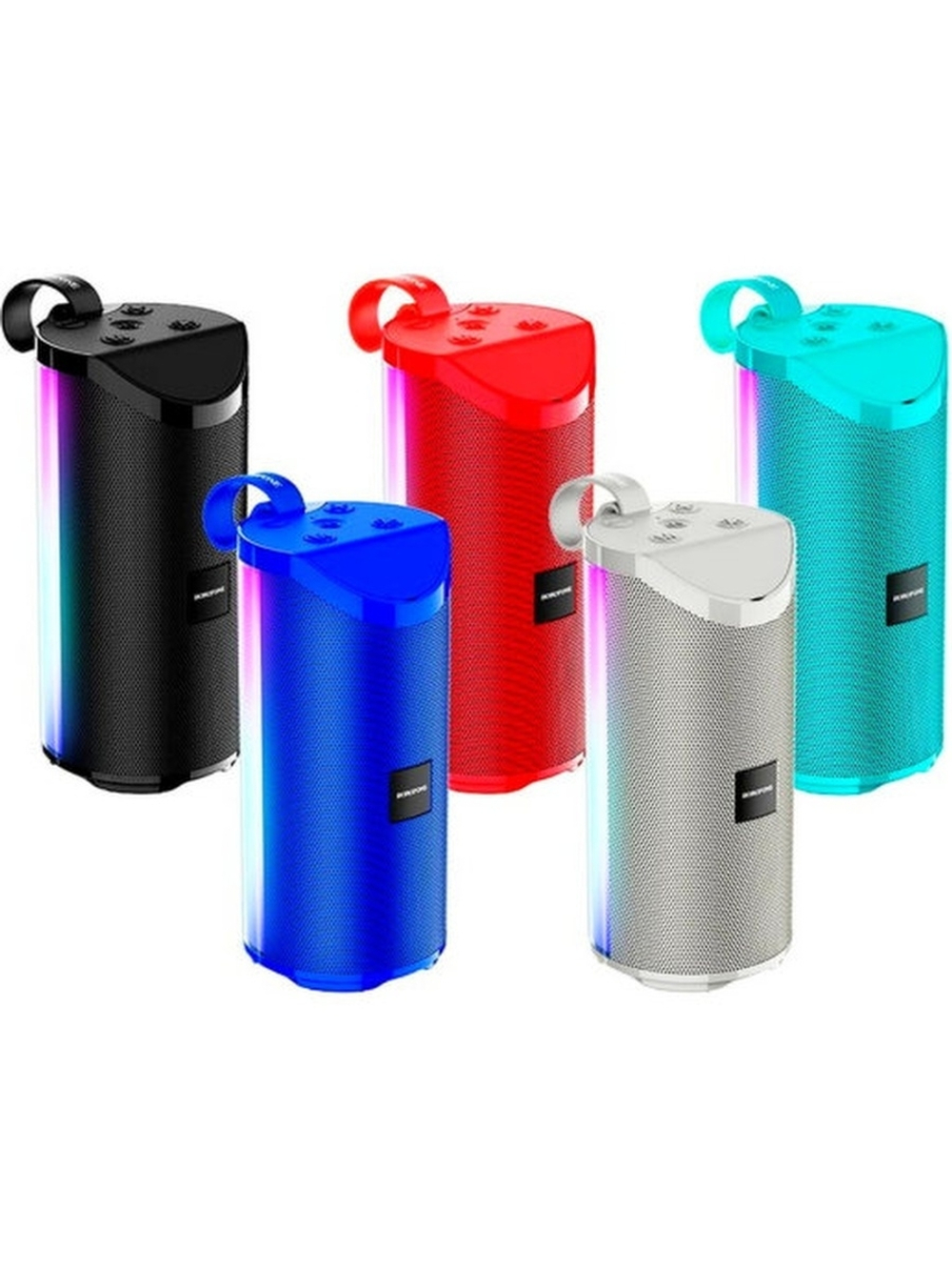 Портативная колонка Borofone BR5 с RGB подсветкой / Bluetooth 5.0 / AUX / USB / IPX5 / FM Radio