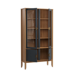 Шкаф для посуды «Бридж» широкий с 2-мя стеклянными дверями и 2-мя глухими дверями браун/серый 7012