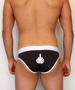 Темно-синие мужские трусы-слипы с провокационным принтом сзади (Размер: L) (Цвет: коричневый)