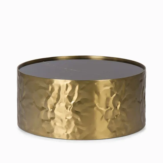 Кофейный столик Mercury Ø80х37 см, золотистый металл, черная керамика