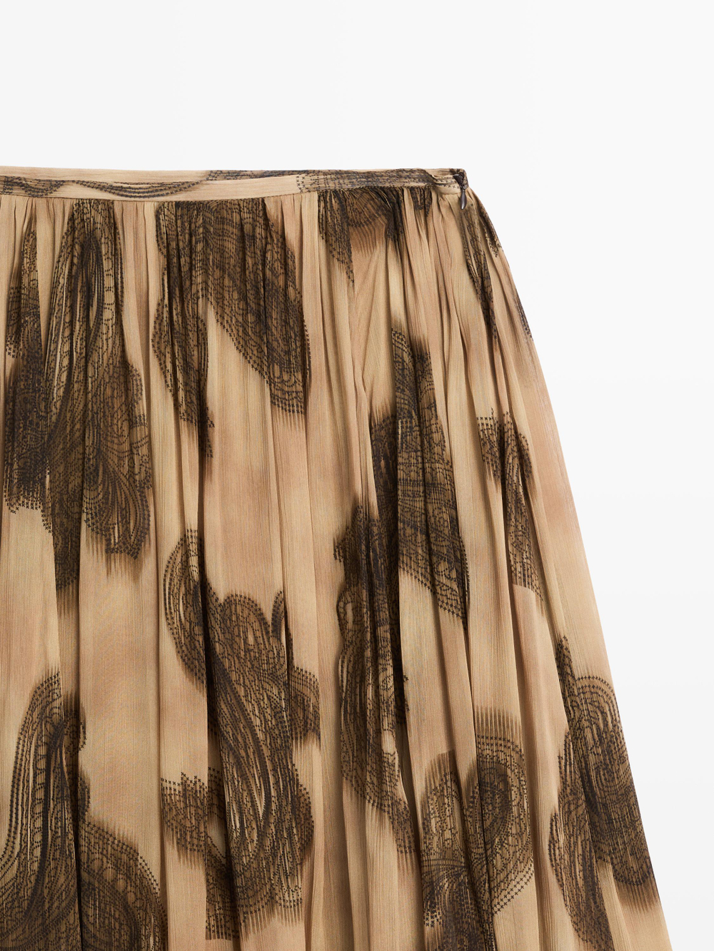 Massimo Dutti Длинная юбка с узором пейсли, пыльно-розовый