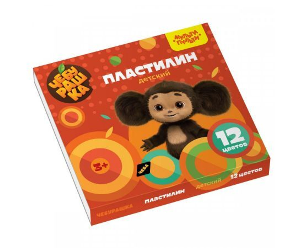 Пластилин Мульти-Пульти "Чебурашка", 12 цветов, 180г, со стеком, картон