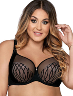 Бюстгальтер с мягкой чашкой с геометрической вышивкой (Размер: 85B) (Цвет: черный)