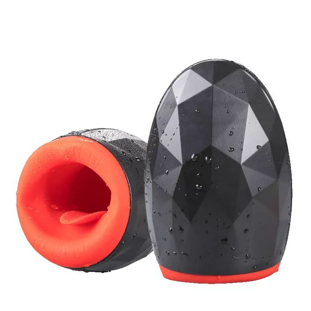 Мастурбатор-ротик Ninja 1 с вибрацией и нагревом (Цвет: черный с красным)