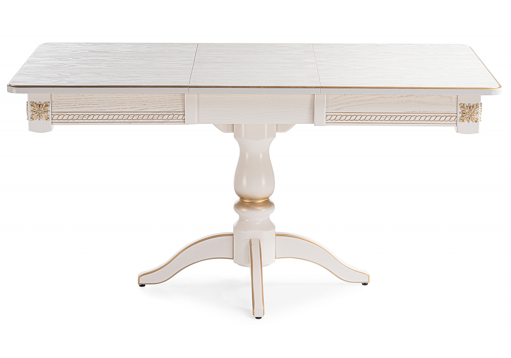 Стол деревянный Woodville Матис молочный, золото