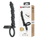 Черная насадка на пенис для двойного проникновения Dillion (Цвет: черный)