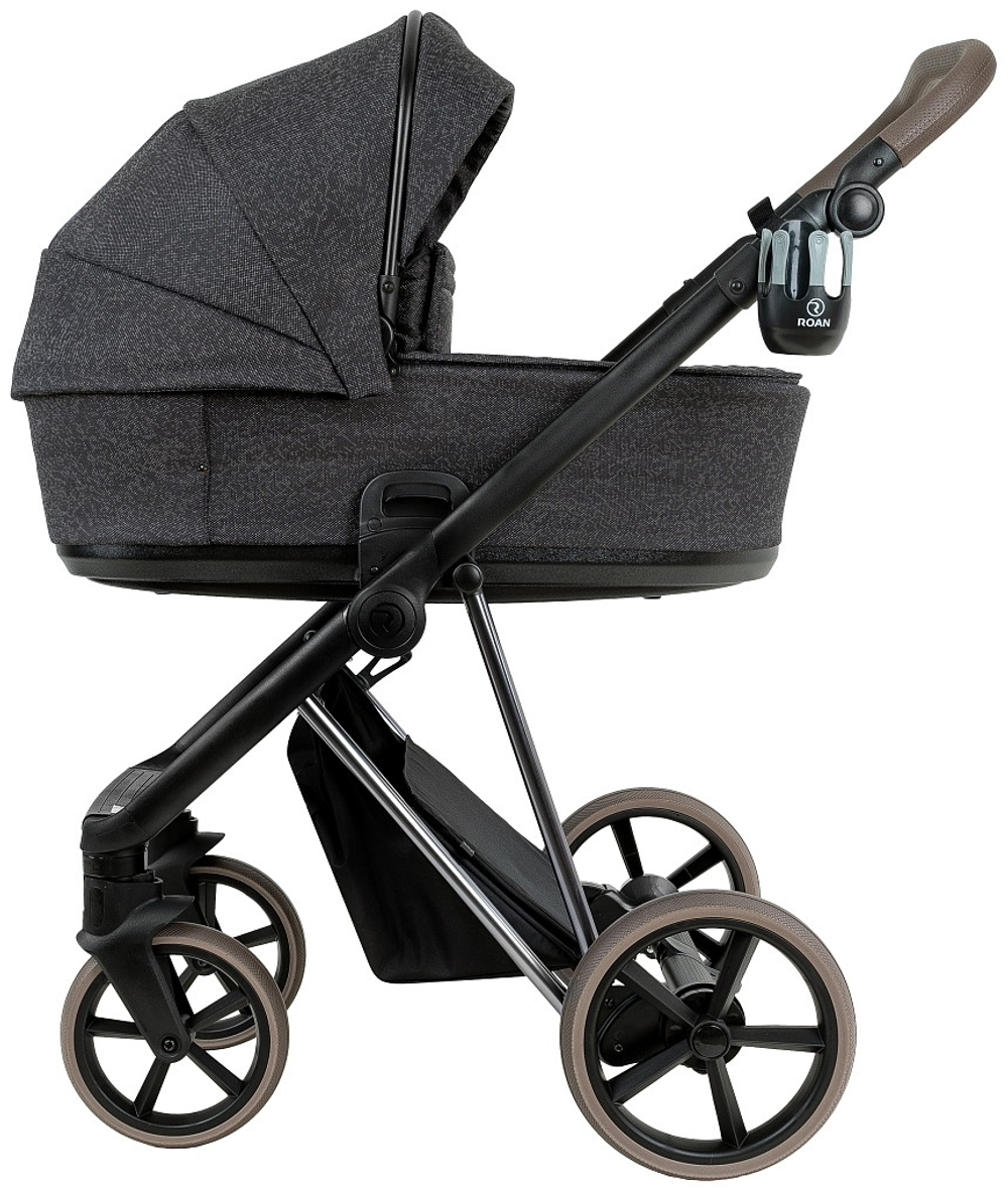 Детская коляска Roan Sol Vintage Luxury 2.0 2 в 1 PIX/55/D Pixel/Dark/Nickel/руч.Cappuccino