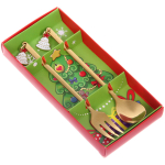 Набор для десерта «Ёлочки» 2предмета (ложка+вилка) в подарочной коробке,цвет золото