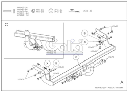 Фаркоп оцинкованный Galia P032A для Peugeot 207 хетчбек 2006-2012(паспорт и сертификат в комплекте)(без электрики)