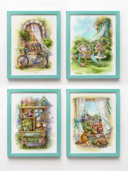 Картина на стену интерьерная на холсте 4 шт, 22*28 см