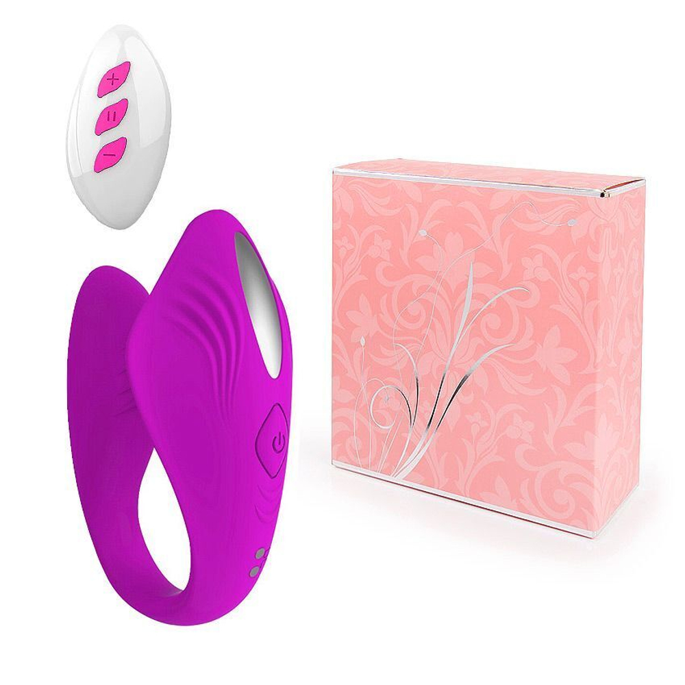 Лиловый U-образный вибромассажер для пар с пультом ДУ (Цвет: лиловый)