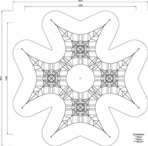 Четырёхмачтовая мини космическая сеть