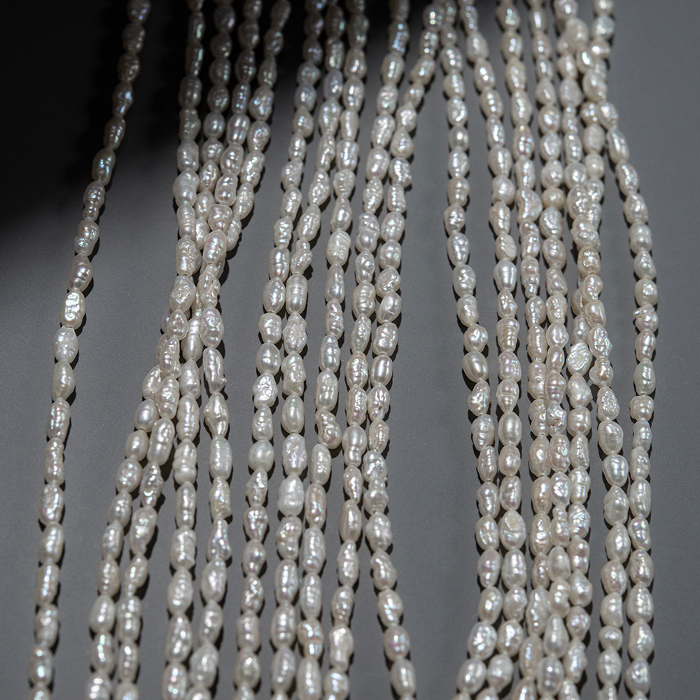 Жемчуг культивированный Кеши, белый, 3,5*6-7мм