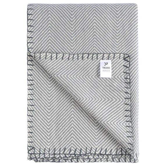 Плед из шерсти мериноса серого цвета из коллекции essential, 130х180 см