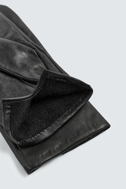 ZARA БАЗОВЫЕ КОЖАНЫЕ ПЕРЧАТКИ, ЧЕРНЫЙ