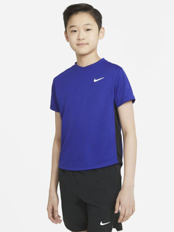 Футболка для мальчика теннисная Nike Court Dri-Fit Victory SS Top B - concord/black/white