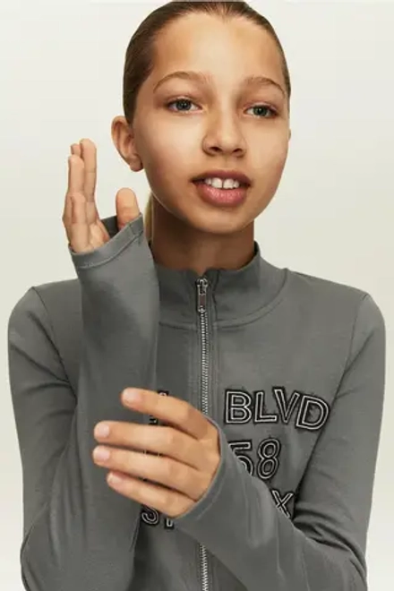 H&M Топ на молнии с контрастными деталями, серый