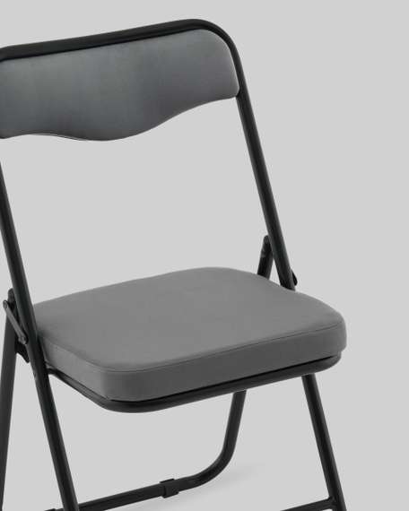 Стул складной Джонни велюр велютто темно-серый каркас черный матовый