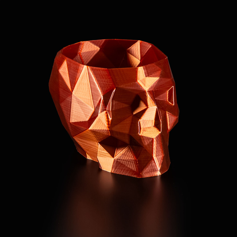 Череп-Ваза для конфет/карандашей, полигональная, 3D печать, медная