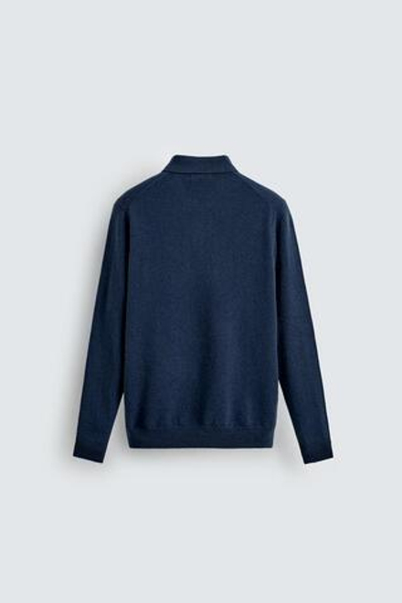 ZARA ТРИКОТАЖНОЕ ПОЛО ИЗ ШЕРСТИ И КАШЕМИРА, ВЫЦВЕТШИЙ СИНИЙ