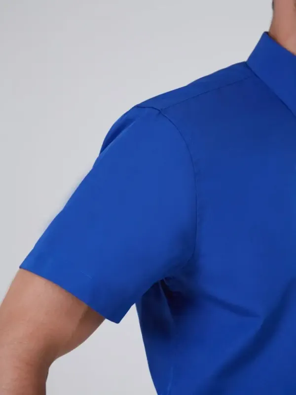 Рубашка приталенная SLIM FIT с коротким рукавом, синяя