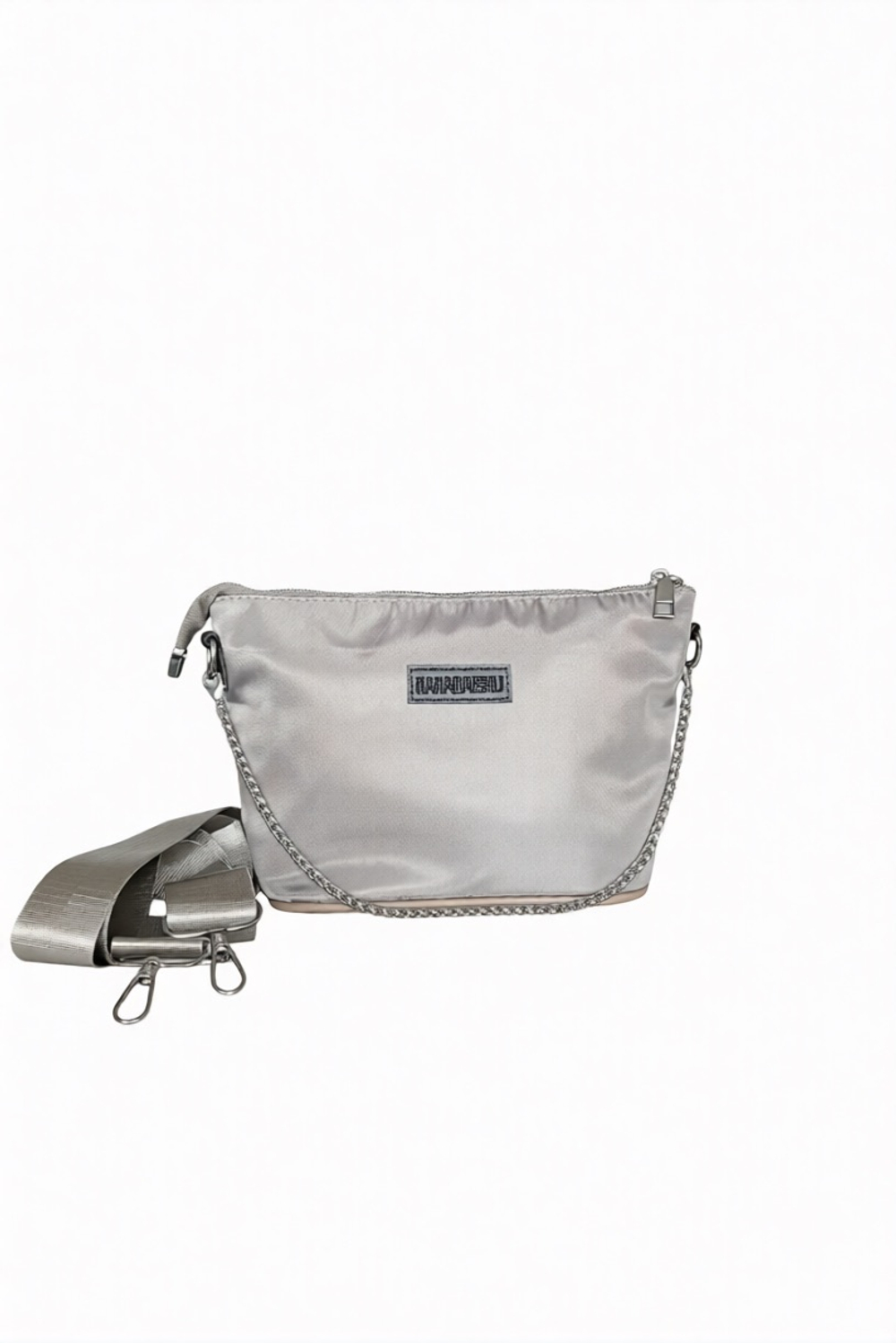 Сумка женская через плечо из нейлона серая QOZA