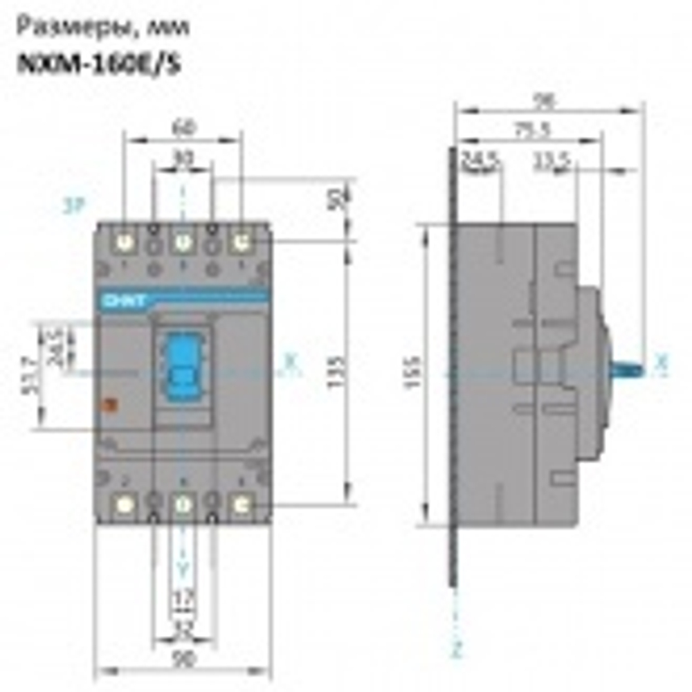 Автоматический выключатель NXM-160S/3Р 160A 35кА Chint (автомат электрический) 131364