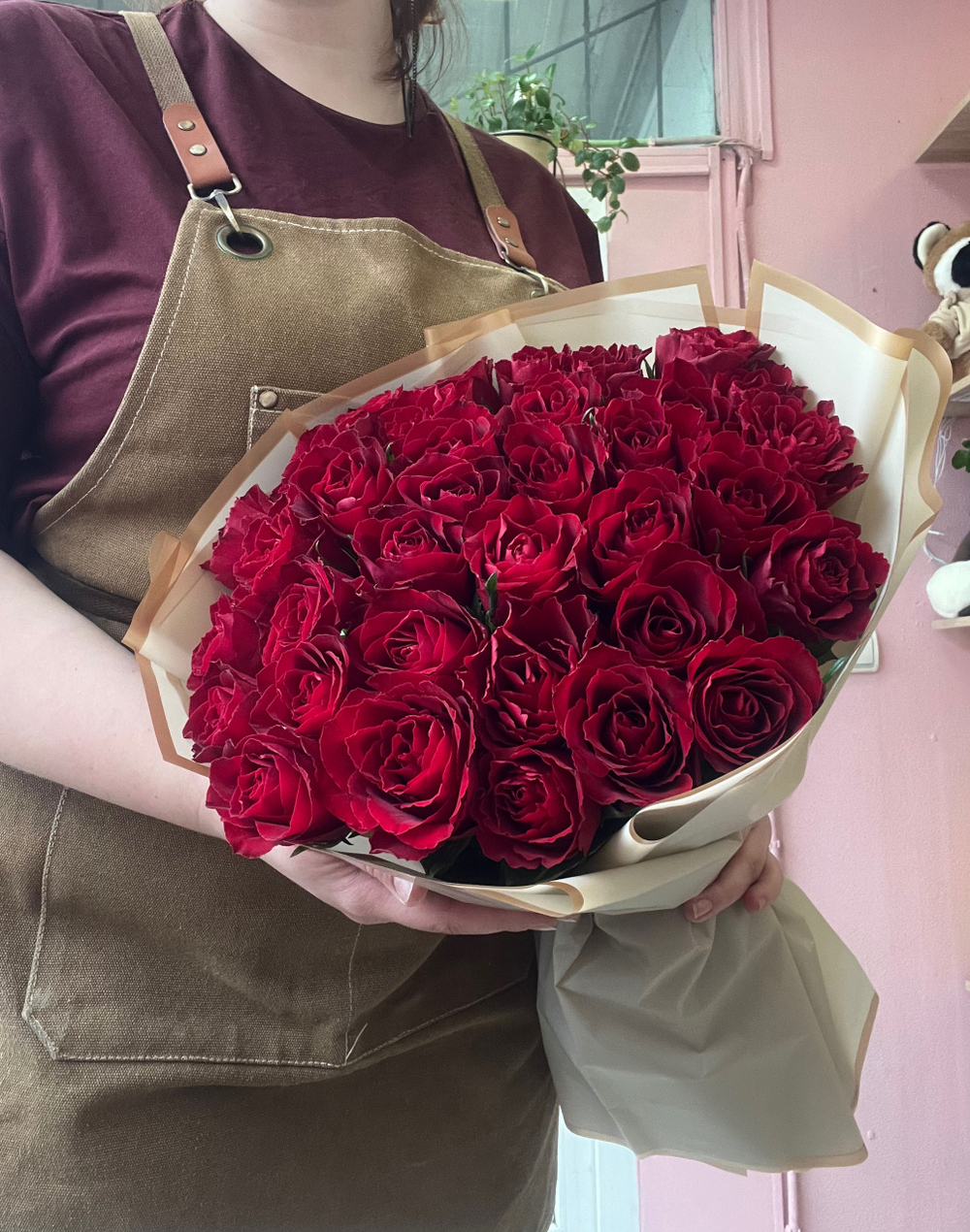 Букет из 35 красных роз 40см