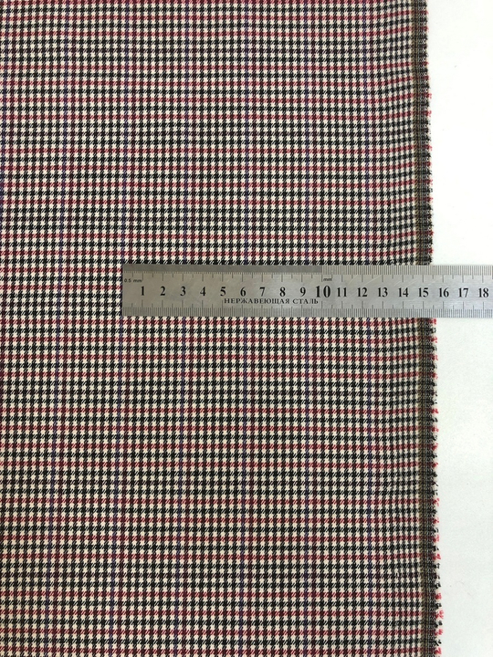 Костюмная принт гусинная лапка, бордо/беж/черный