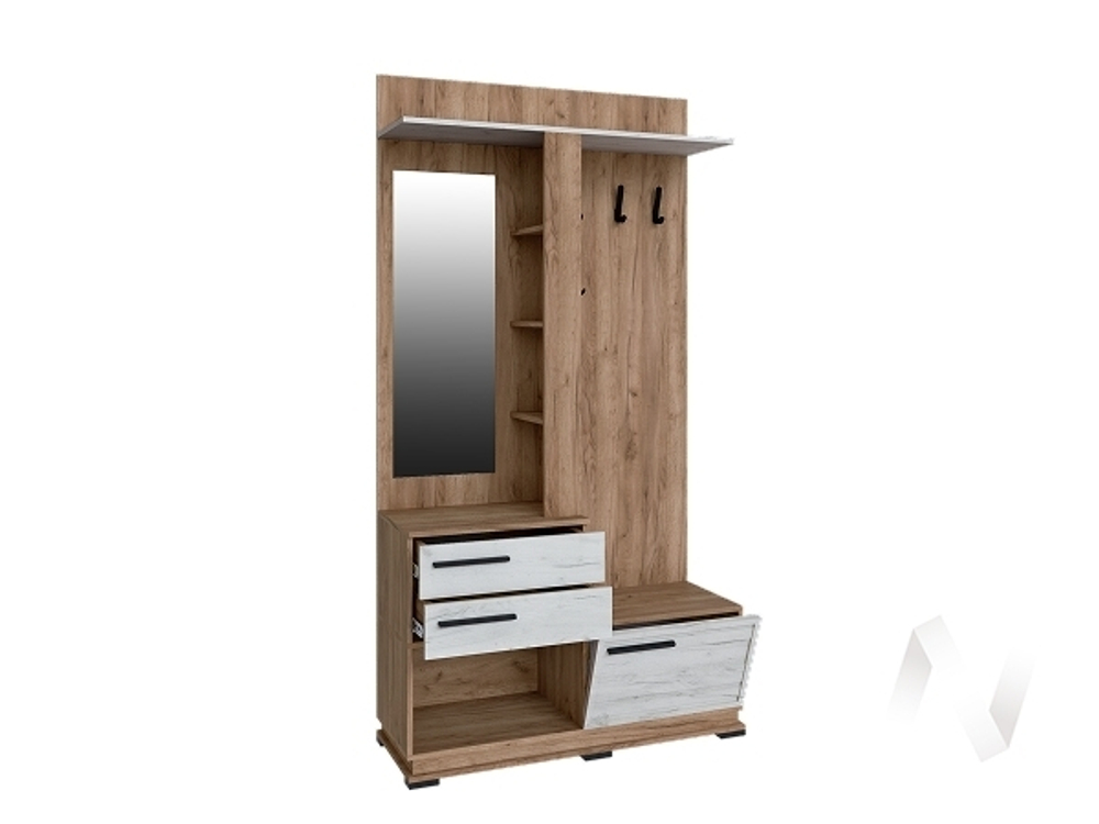 Центральная секция МЦС-30 Прихожая Модена (дуб крафт табачный/дуб крафт белый)