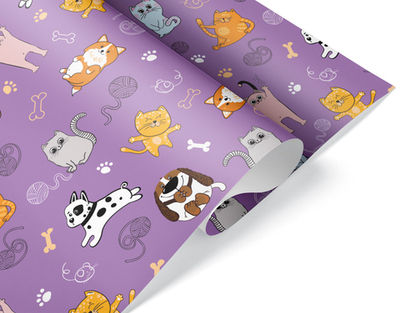Упаковочная бумага «Кошечки и Собачки» 0,7×1 м, 80 г/м²
