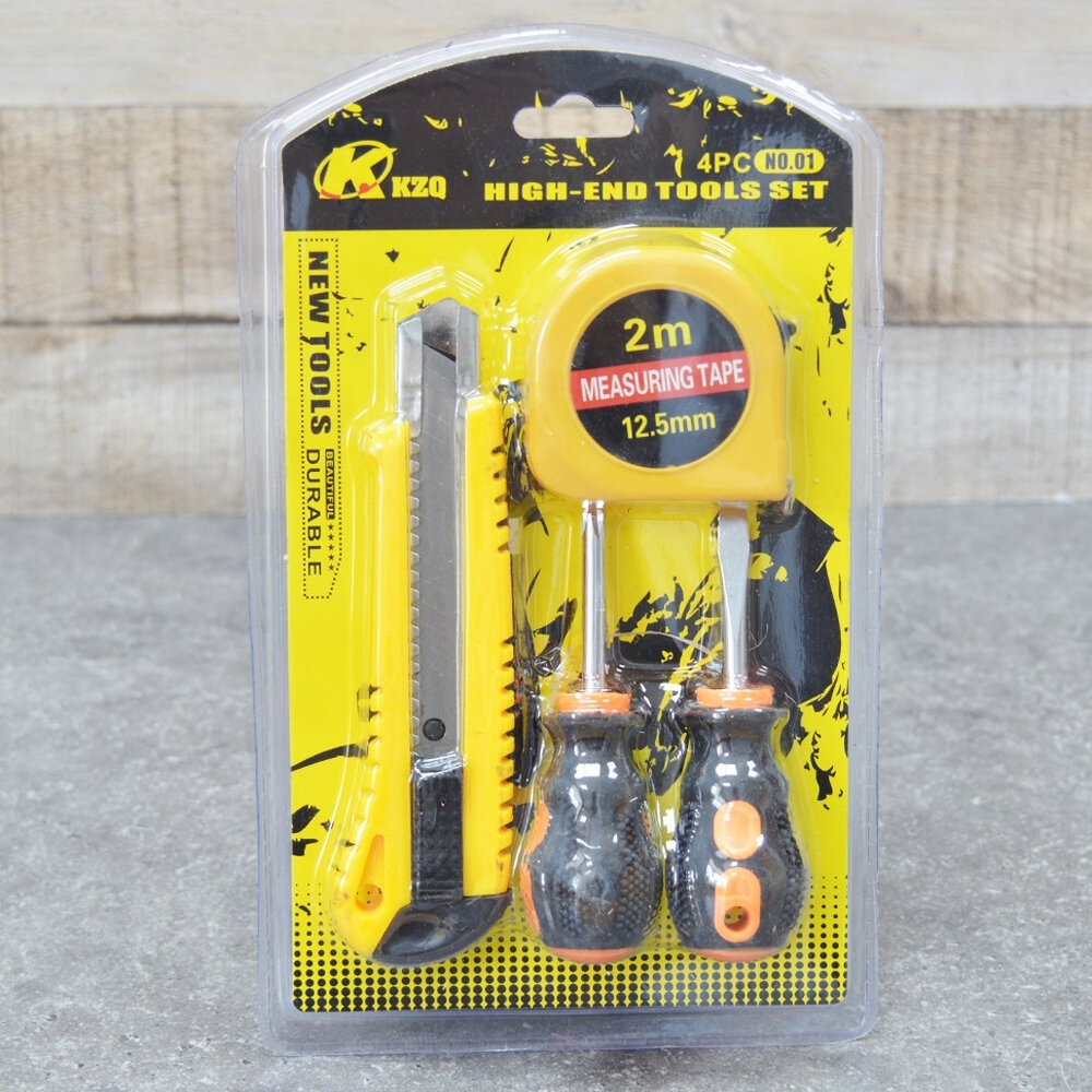 Набор ручных инструментов, 4 предмета/Нож канцелярский, отвертки, рулетка