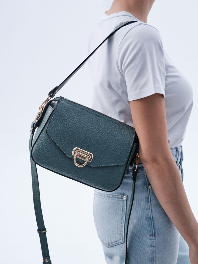 Сумка кожаная через плечо минт