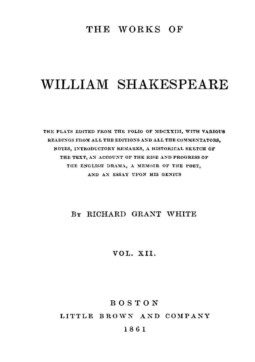 The works of William Shakespeare. Volume 12 | William Shakespeare