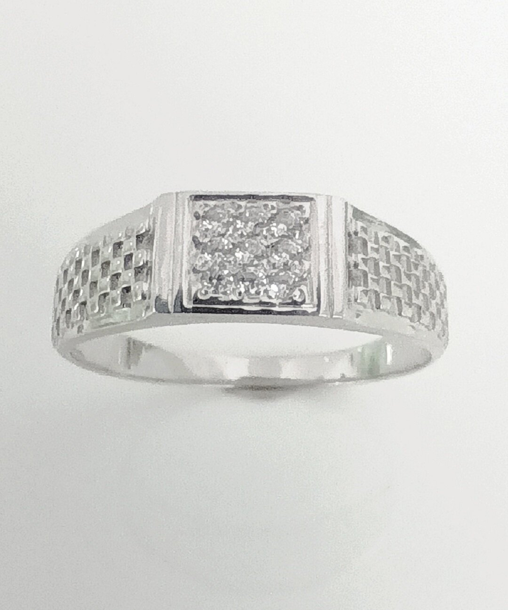 Печатка Эстерелла, серебро 925*, родированная, с фианитом/Ф